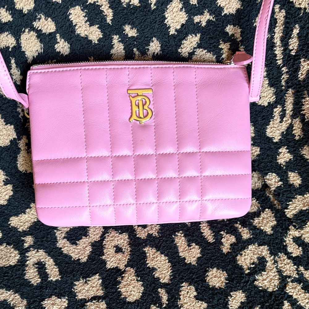 Pink  Burberry Quilted Leather Crossbody Bag